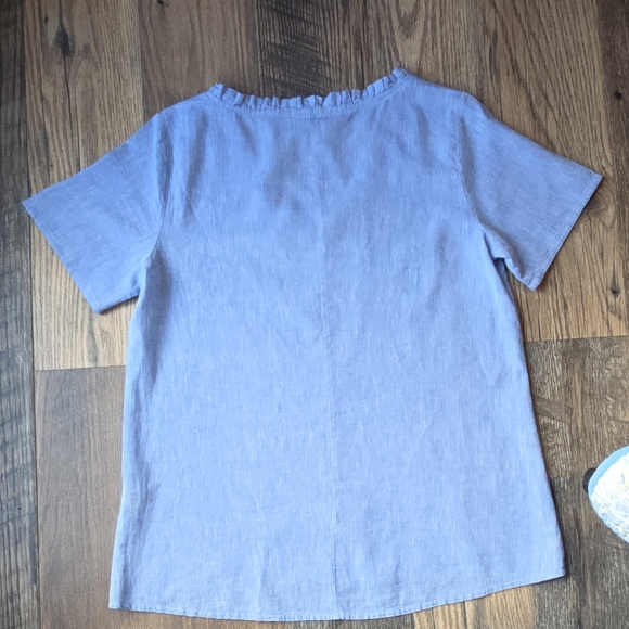 Linen Cotton Blend Top DYLAN Bella Blouse Blue Medium - Picture 4 of 4